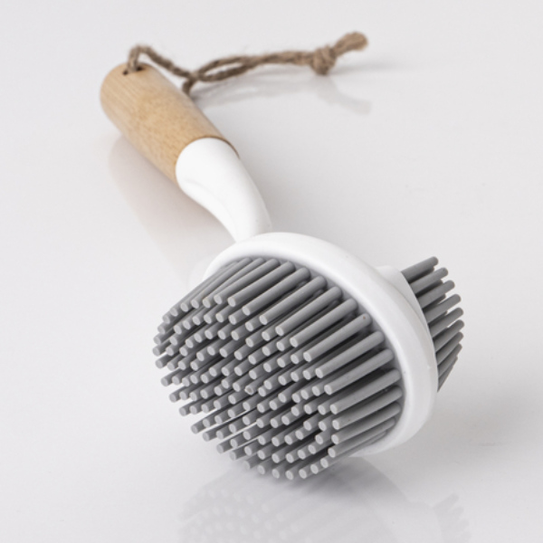 Holiday Travel Silikon-Spülbürste, mit Bambusgriff