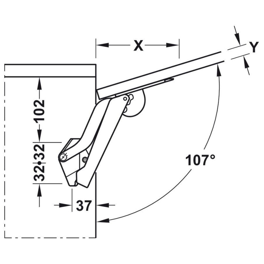 Häfele Hochklappbeschlag Free space 1.11, schwarz, für Klappengewicht bis 4,3 kg