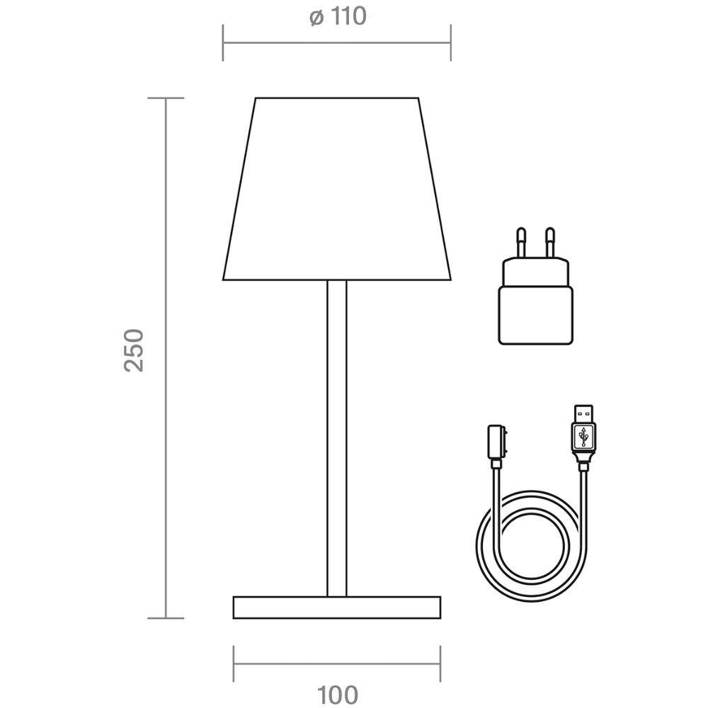 Sigor Akku-Tischleuchte Nuindie Mini 250 mm, bronze