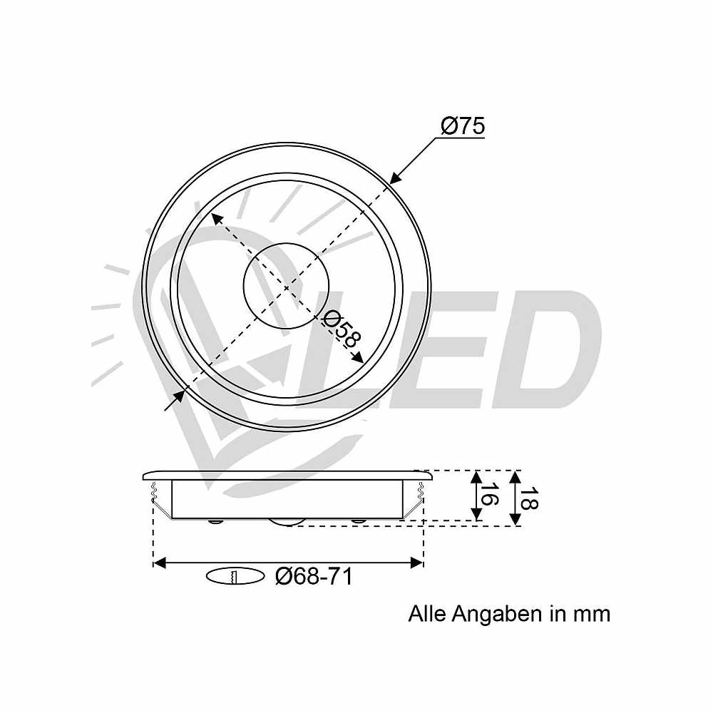 David LED Einbauleuchte mit Touchdimmer 7,5 cm, 14 SMD
