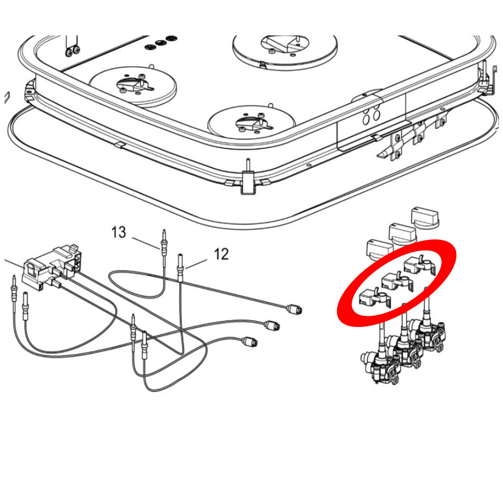 Thetford Kabelbaum mit Schalter für Kochmulde Topline 160 (Nr.SSPA0336)