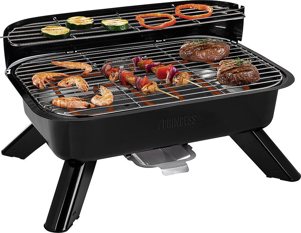 Princess Hybridgrill Elektro- und Holzkohlegrill