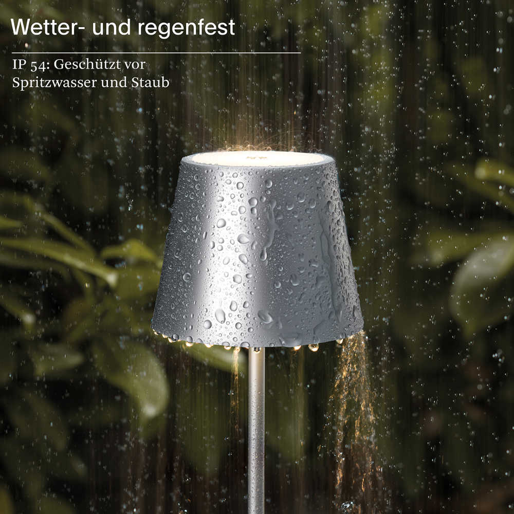 Sigor Akku-Tischleuchte Nuindie Mini 250 mm, silber