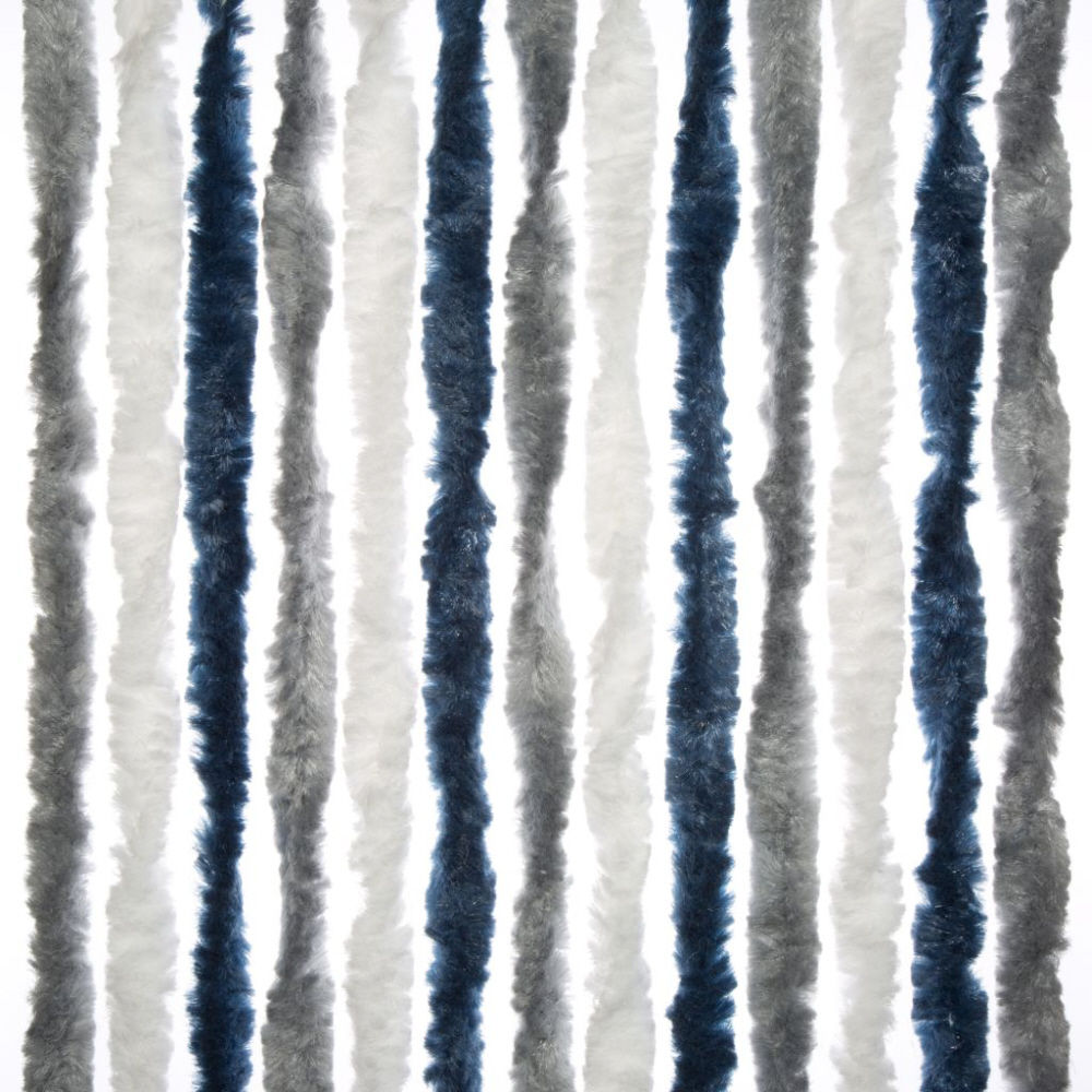 Brunner Chenille-Flauschvorhang dunkelblau/grau/weiß 56 x 205 cm