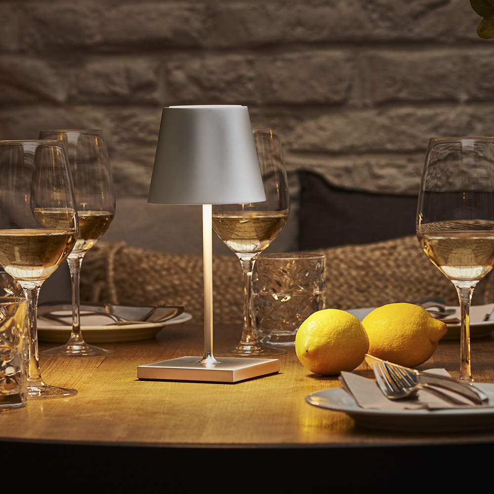 Sigor Akku-Tischleuchte Nuindie Mini 250 mm, silber