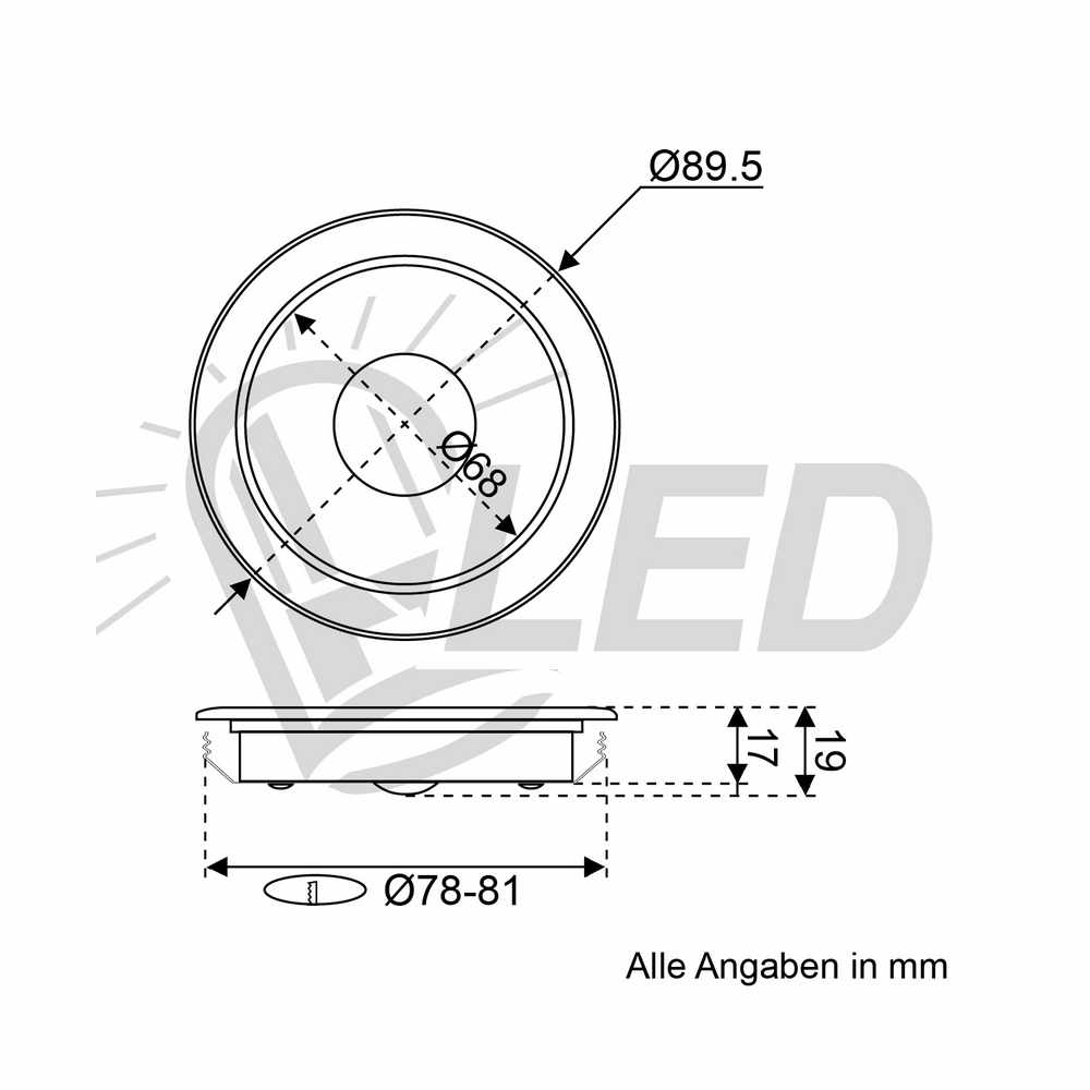 David LED Einbauleuchte mit Touchdimmer 8,9 cm, 18 SMD