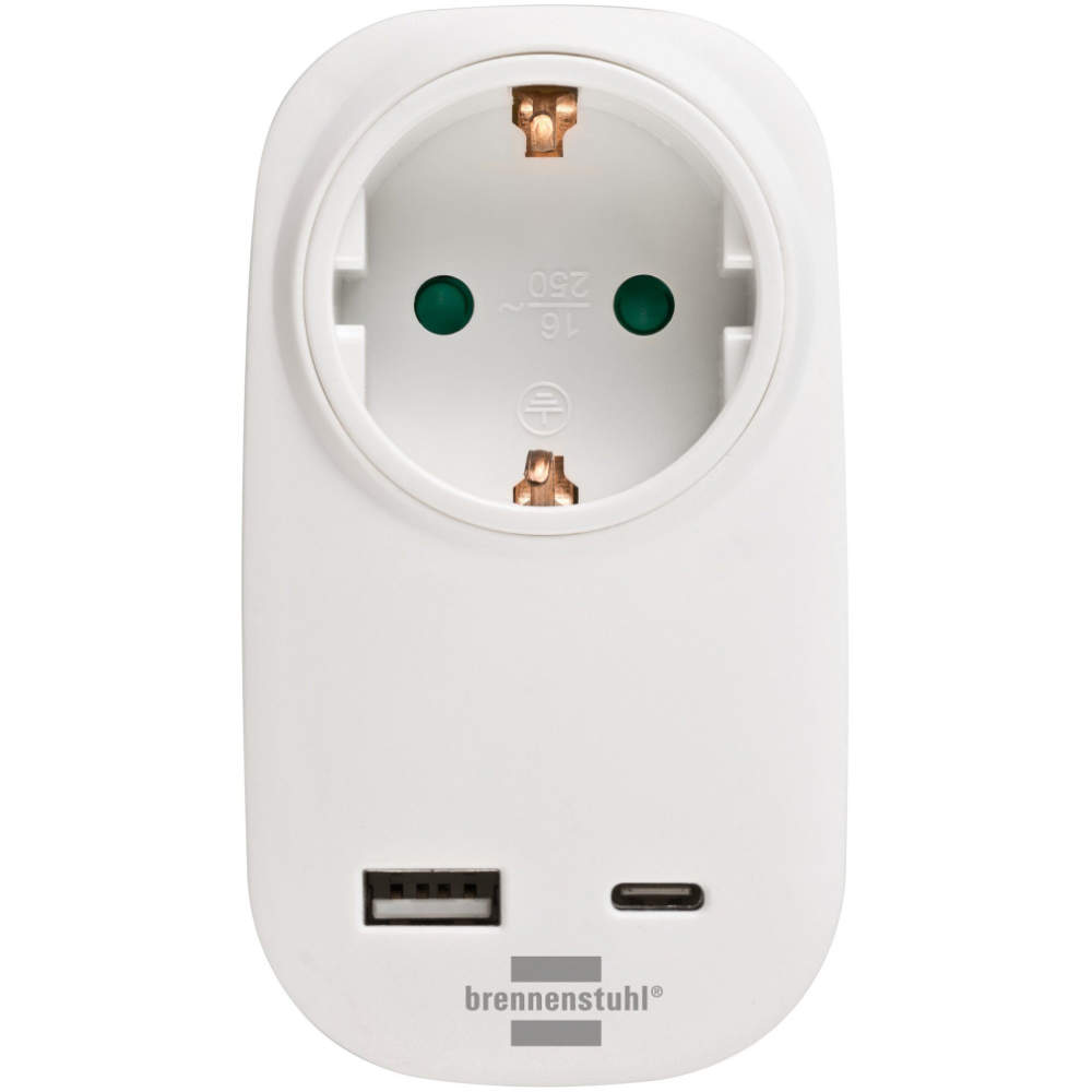 Brennenstuhl Steckdosenadapter mit USB-A/C weiß
