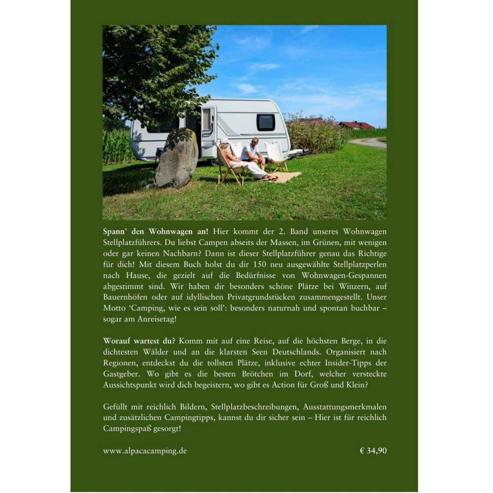 AlpacaCamping Wohnwagen Stellplatzführer 150 ausgewählte naturnahe Plätze Band 2