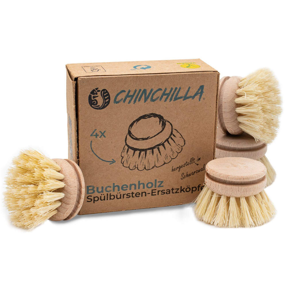 Chinchilla Spülbürsten-Wechselköpfe, 4 Stück