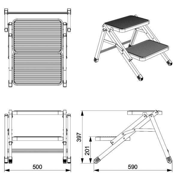 Carbest Doppeltrittstufe klappbar aus Stahl