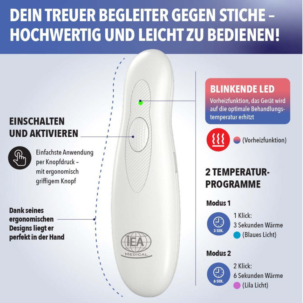 iEA Medical Insektenstichheiler, Mückenstift mit Li-Ion Akku und USB-C