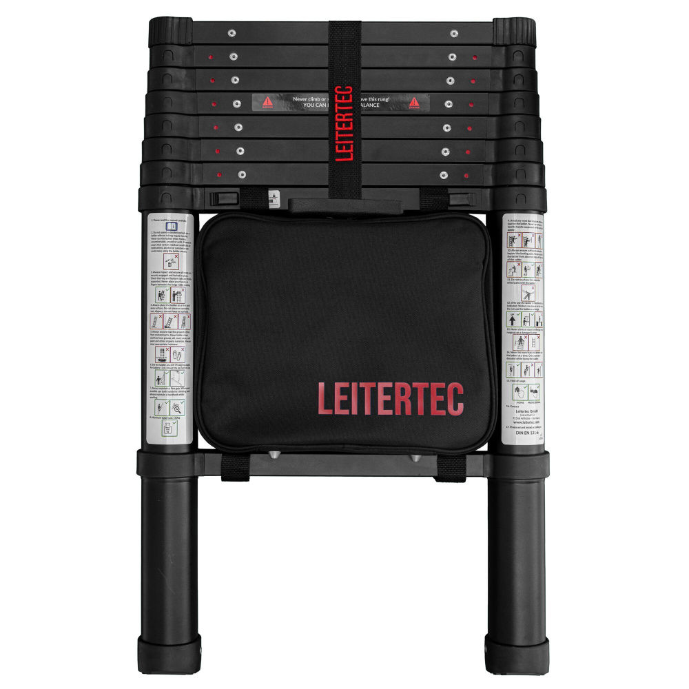 Leitertec Teleskopleiter inkl. Leiterhalter - 8 Stufen, 260 cm