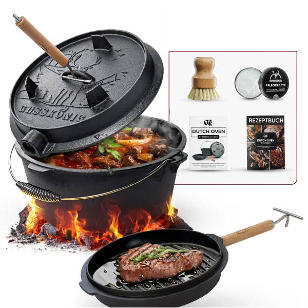 Gusskönig Eingebrannter Dutch Oven Set ohne Füße