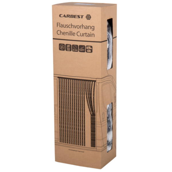 Carbest Chenille-Flauschvorhang weiß/grau, 56 x 205 cm