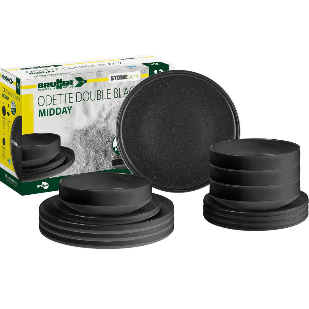 Brunner Geschirrset Midday Odette double black, 12-teilig