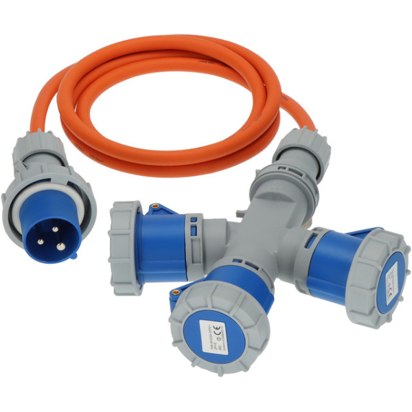 Brennenstuhl Verl.-Kabel CEE 3-fach Verteiler 16A 2m H7RN-F3G 2.5,IP67,230 Volt