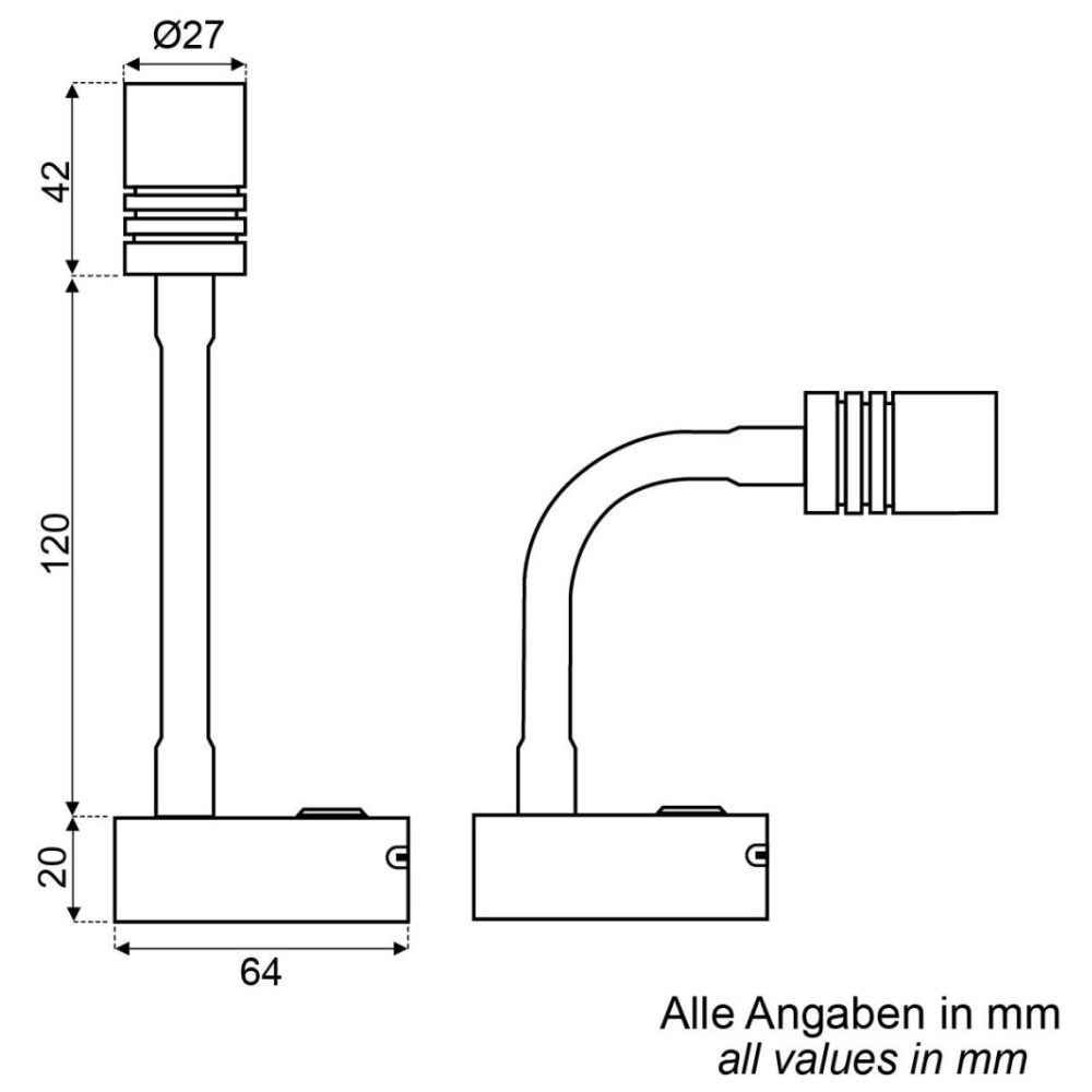 David LED Schwanenhalsleuchte schwarz mit beleuchteten Dimmschalter