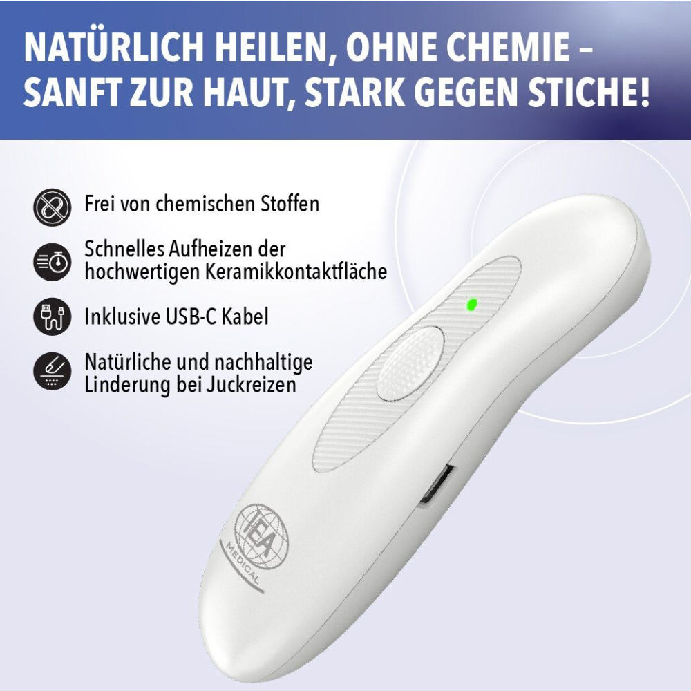 iEA Medical Insektenstichheiler, Mückenstift mit Li-Ion Akku und USB-C