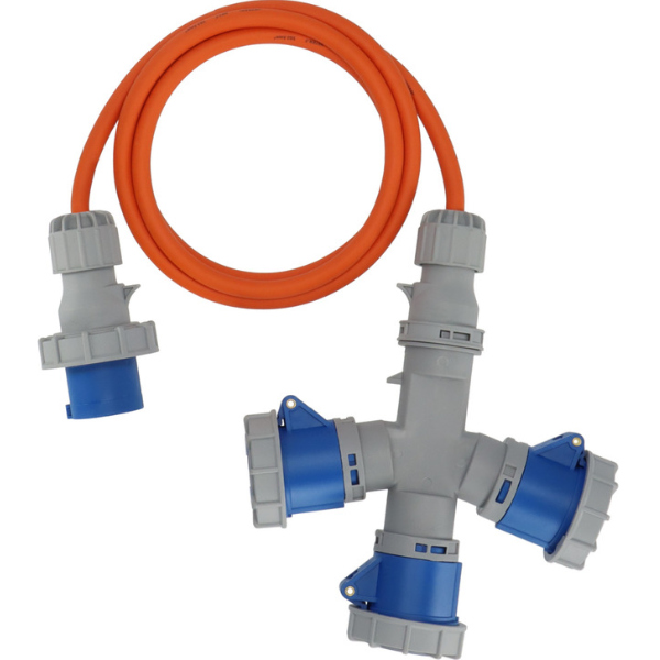 Brennenstuhl Verl.-Kabel CEE 3-fach Verteiler 16A 2m H7RN-F3G 2.5,IP67,230 Volt