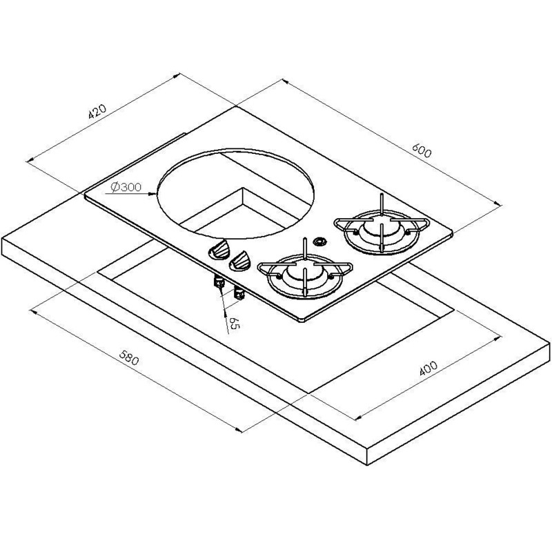 Carbest Kocher-Spülenkombination 2-flammig, Spüle links