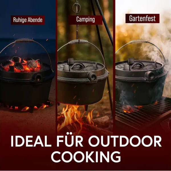 Gusskönig Eingebrannter Dutch Oven Set mit Füße