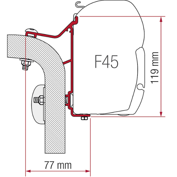 Fiamma Adapter zur Wandmarkise F45 S/F45 L passend f. Hymer Van/B2
