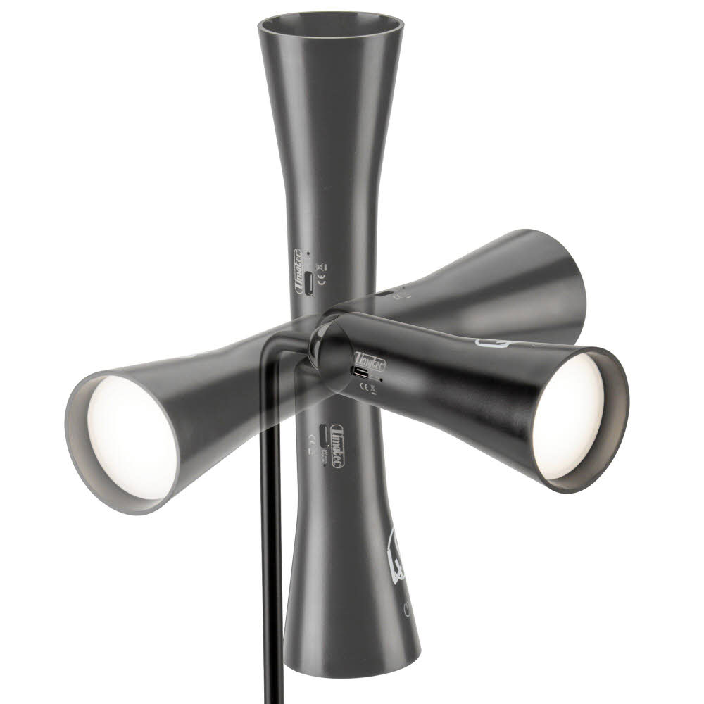 Dimatec Taschen-/Stehlampe mit Lithiumakku, USB-Aufladung schwarz