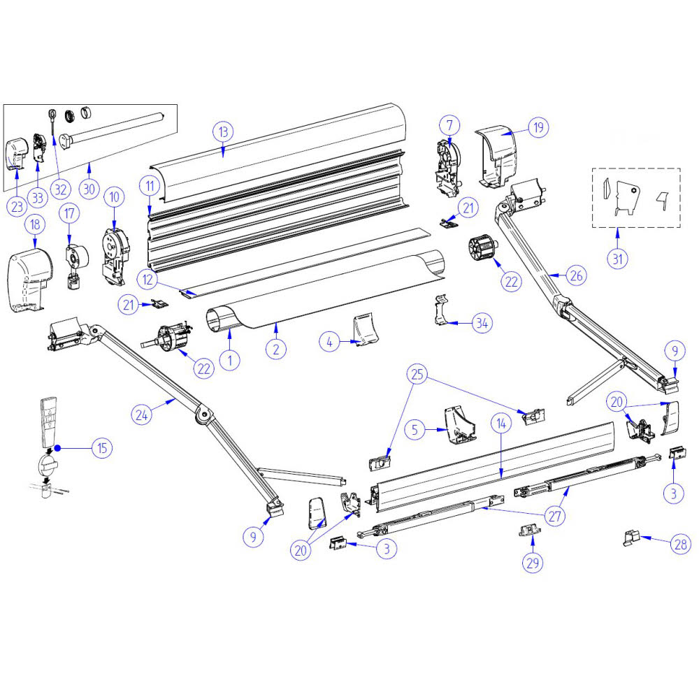 Endkappe links, weiß Omnistor 8000 (Nr. 1500601249)