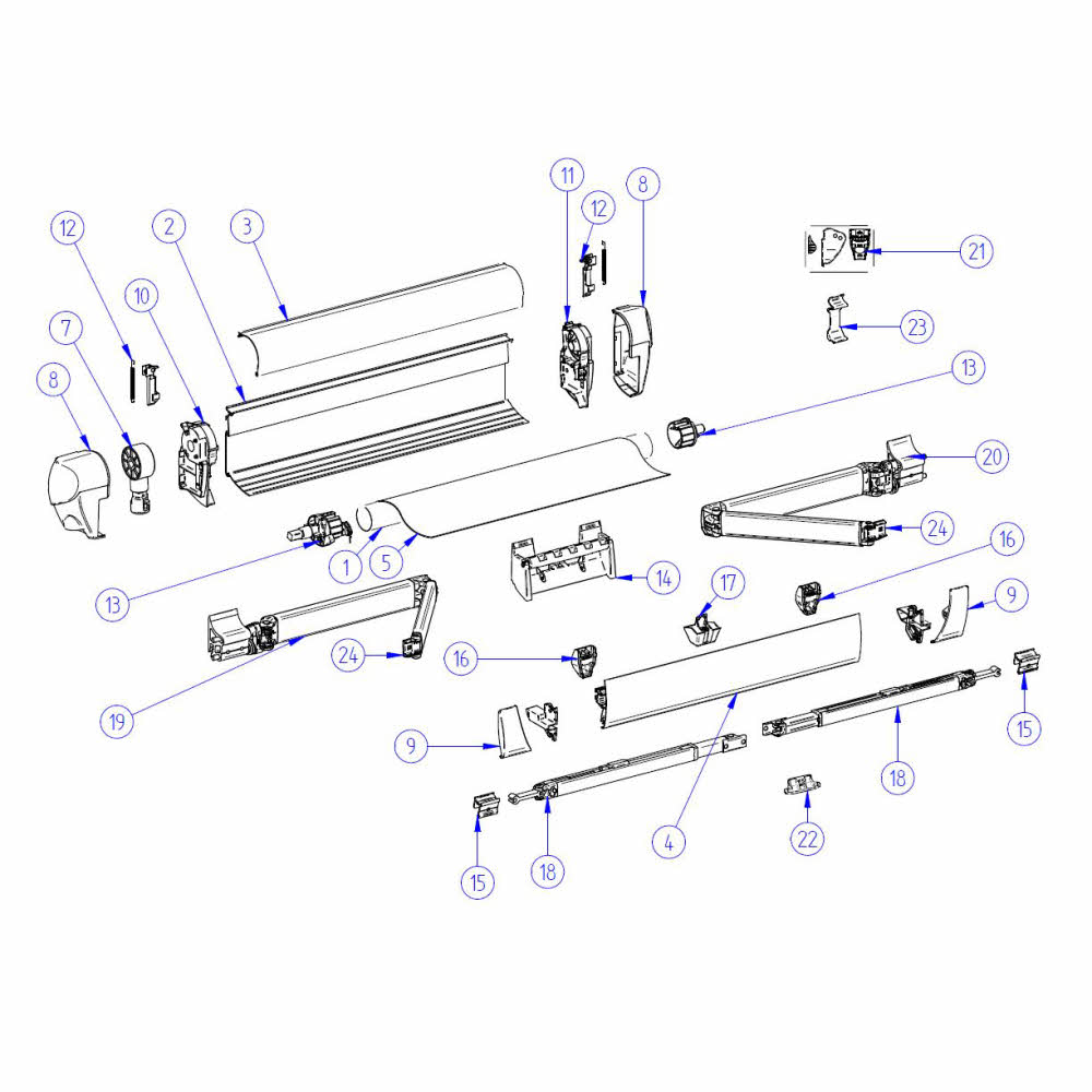 Frontblendenendkappen anthrazit Thule-Omnistor 5003 Satz links und rechts