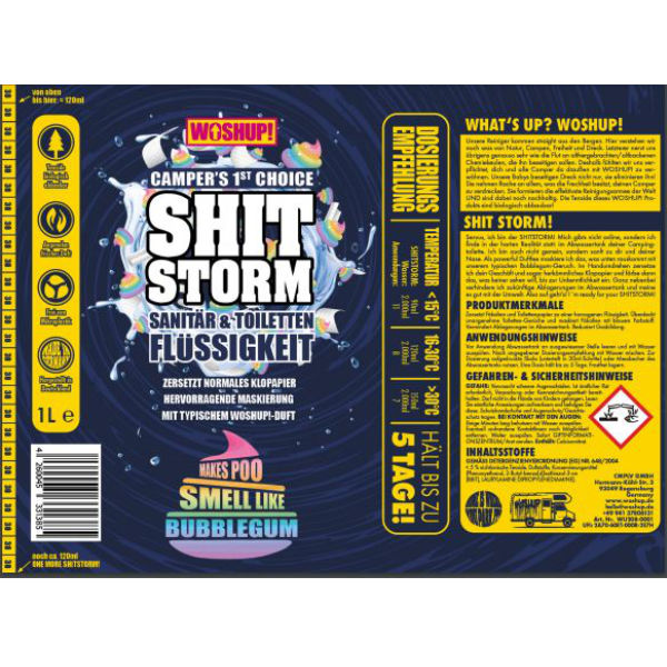 Woshup! Toilettenzusatz Shitstorm Bubblegum, 1 Liter