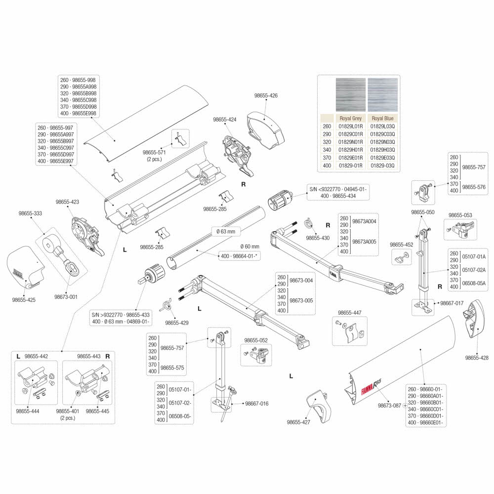 Frontblendenverschluss links, weiß, für Fiamma F65 Top (Nr. 98655-427)