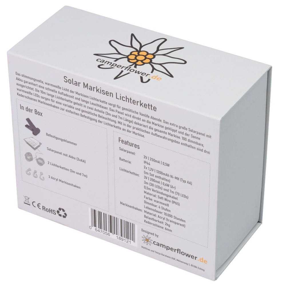 Camperflower Solar Markisen Lichterkette 10 m