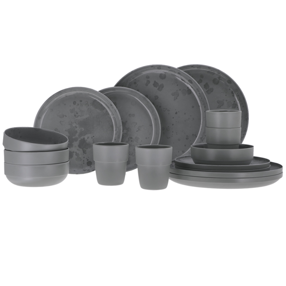 Travellife Geschirrset Palma 16-teilig, dunkelgrau