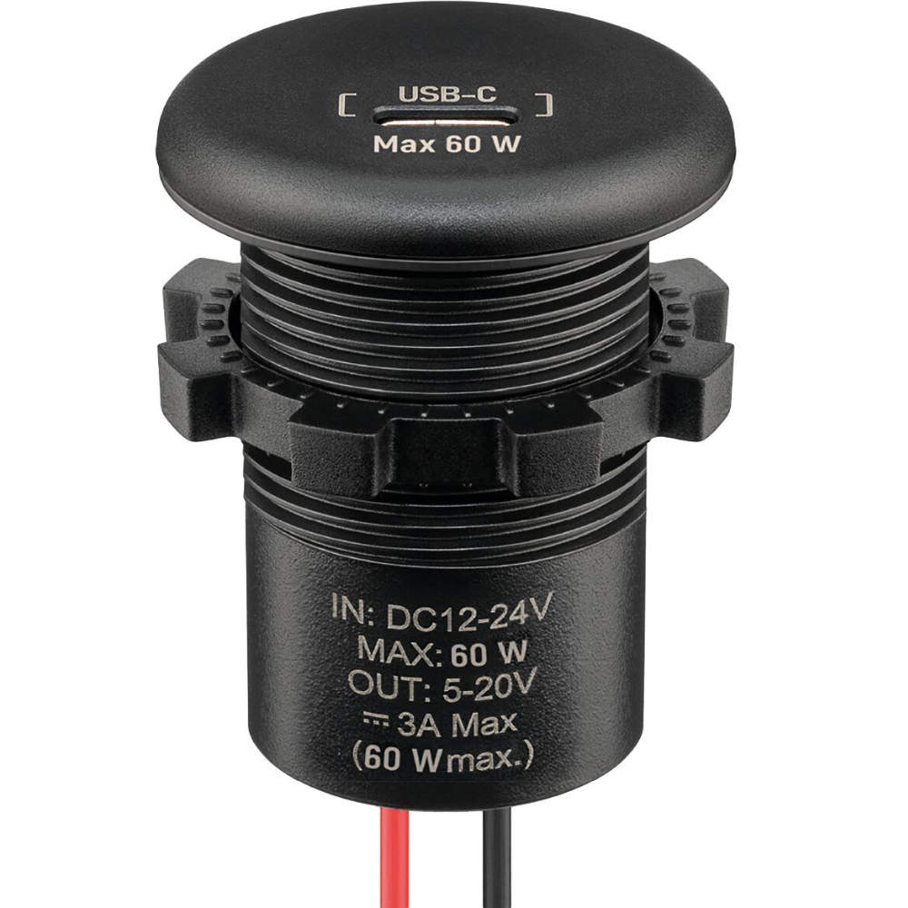 wentronic Single Einbaucharger USB-C 60 W schwarz