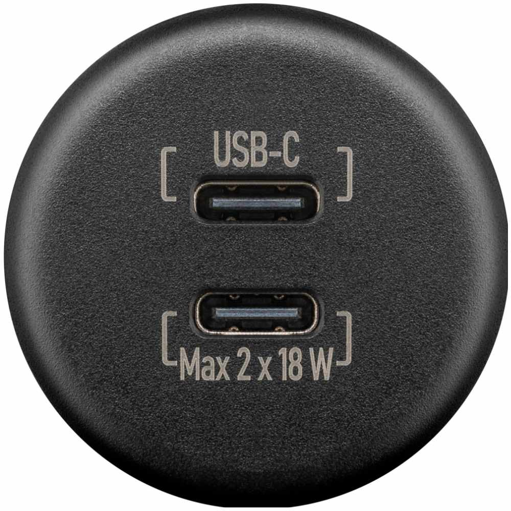 wentronic Dualer Einbaucharger USB-C 2x 18 W, schwarz