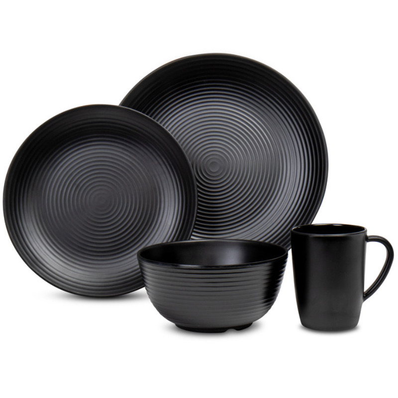 Camp4 Geschirrset Lund 16-teilig, schwarz