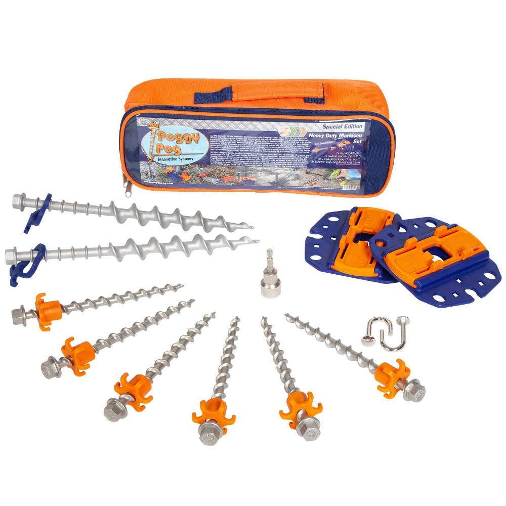 Peggy Peg Markisen Set HP Heavy Duty, Schraubheringe inkl. Tasche