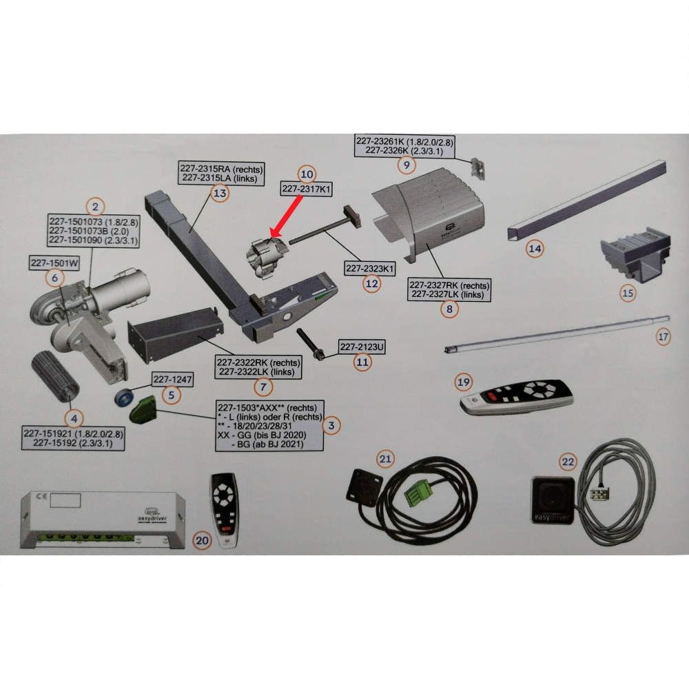 Reich Getriebe An-/Abschwenkeinheit für easydriver active (Nr. 227-2317k1)