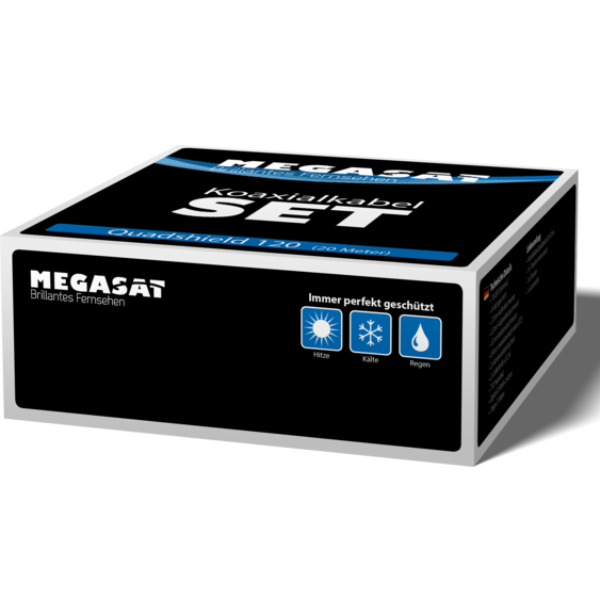Megasat Koaxialkabelset Quad Shield 120 incl. 2xF-Stecker u. Wetterschutz