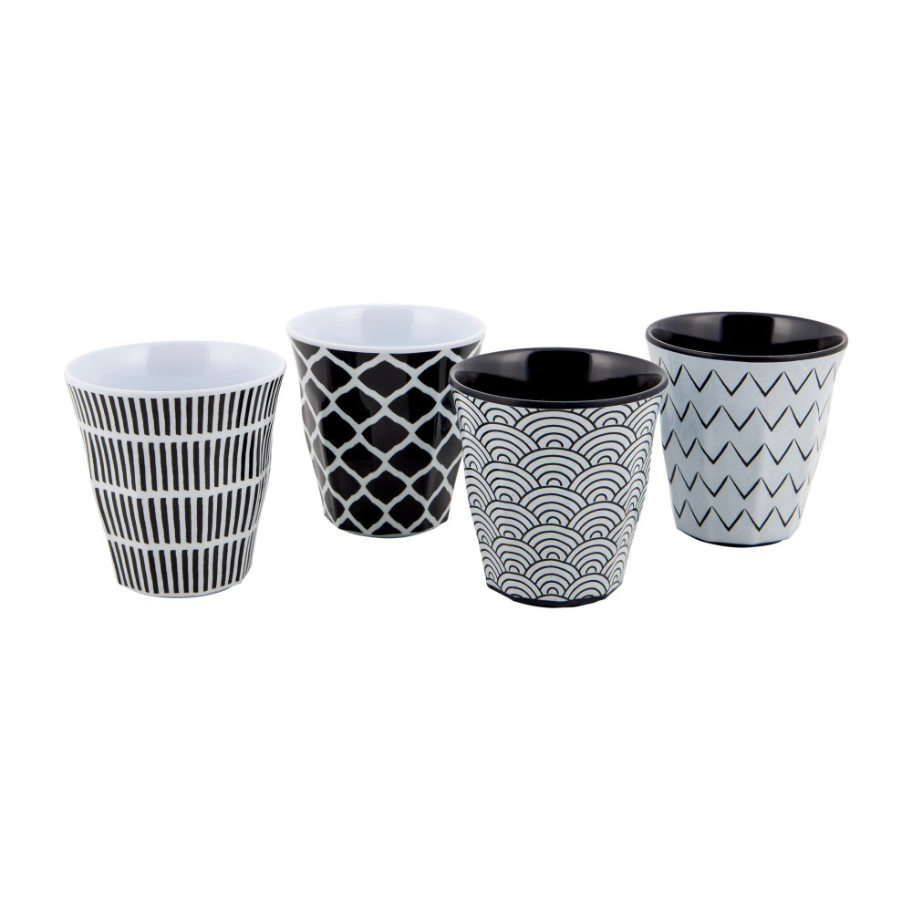 bo-camp Geschirrserie Mix and Match Black and White, 16-teilig