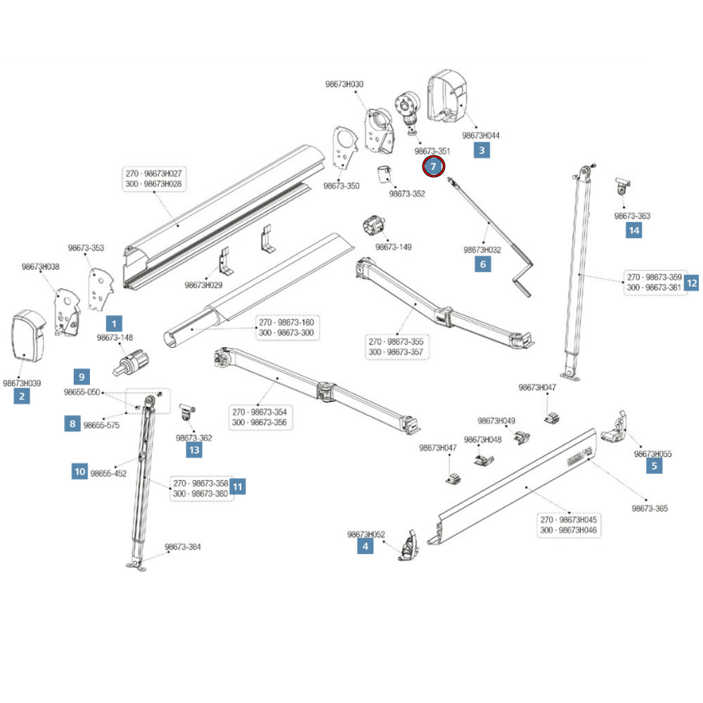 Fiamma Kit Getriebe und Öse für F43van Markise (98673-351)