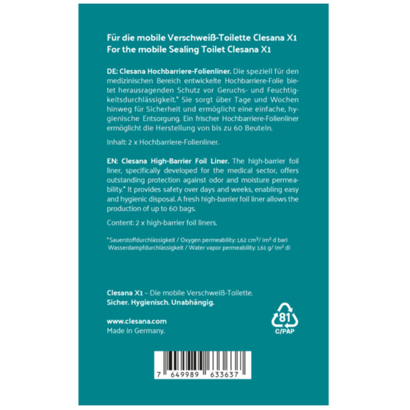 Clesana Hochbarriere Folienliner für Clesana X1