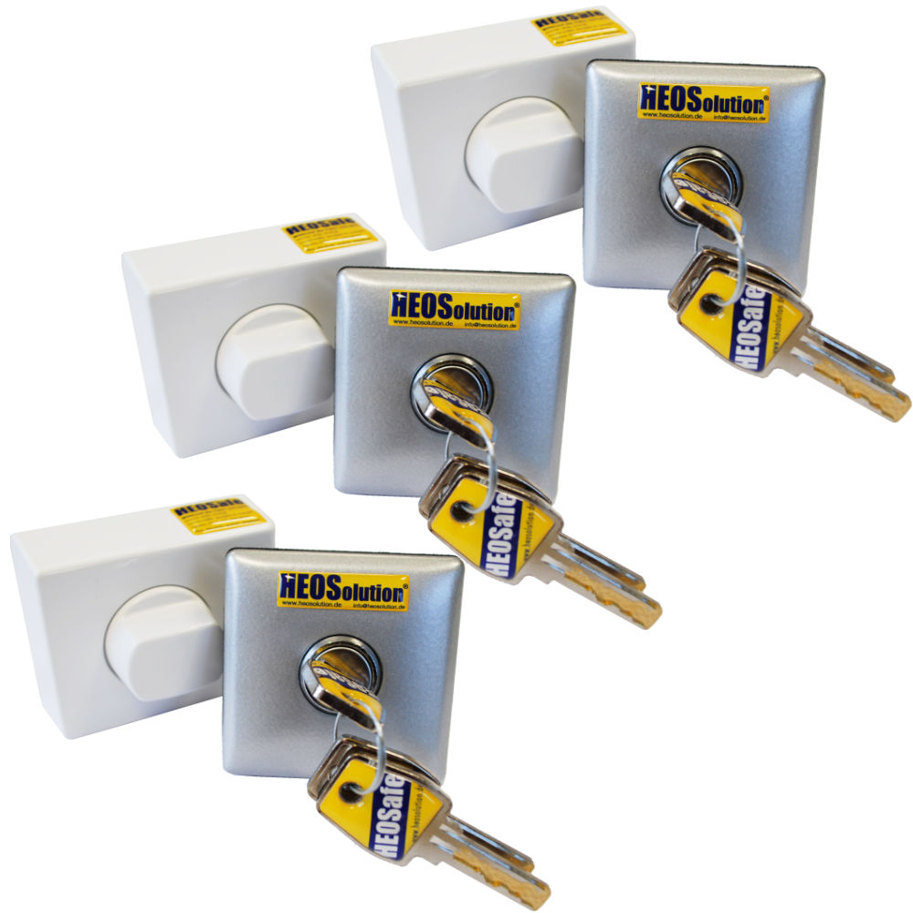 HEOSafe 1958-3G Zusatzschloss grau/silber - 3er Set, gleichschließend