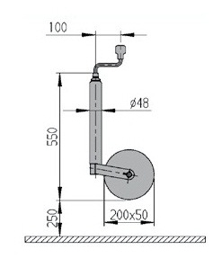 AL-KO Stützrad Plus, 200 x 50 mm, Vollgummi/Blechfelge, 90 kg Traglast