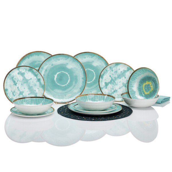 Flamefield Geschirrset Boho Dream 12-tlg., türkis