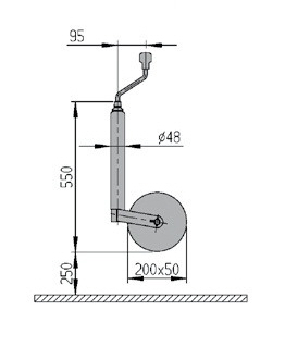 AL-KO Stützrad Plus, 200 x 50 mm, Vollgummi/Blechfelge, 180 kg Traglast