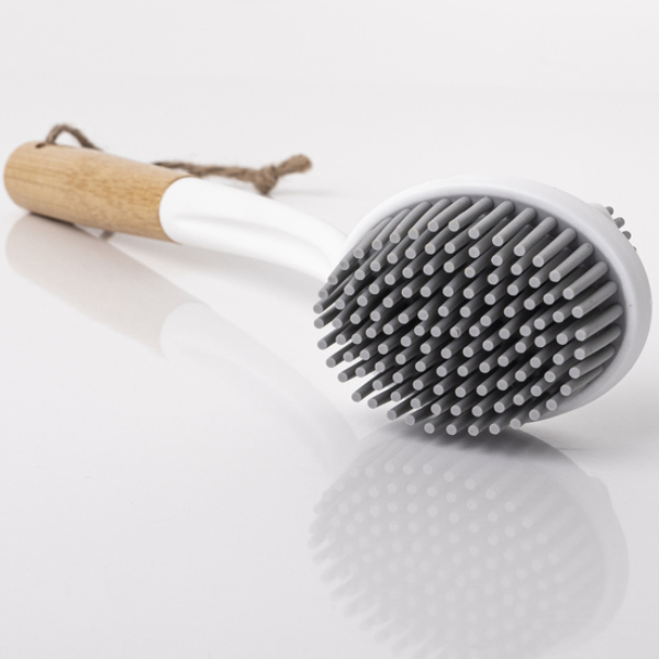 Holiday Travel Silikon-Spülbürste, mit Bambusgriff