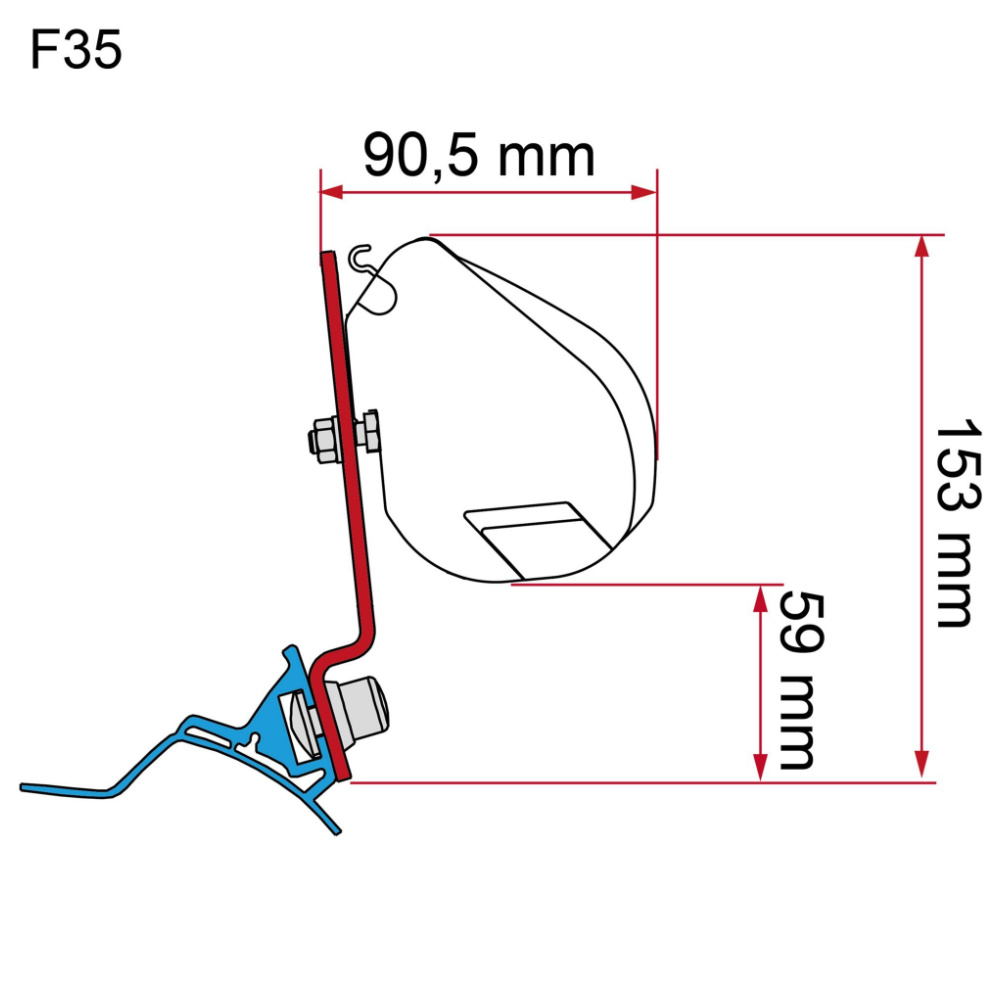 Fiamma Markisenadapter Kit Stellantis mit Westfalia Schiene für F35,F43,F45,F45s