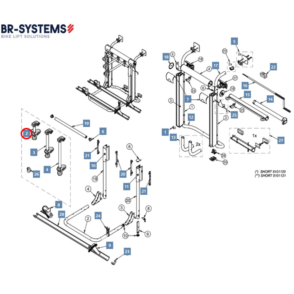 BR-Systems Abstandshalter kurz für 1. Rad zu Bike Lift