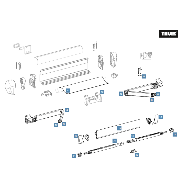 Thule Gelenkarm-Endstück, Omnistor 5003, Satz links u. rechts (Nr. 1500602756)